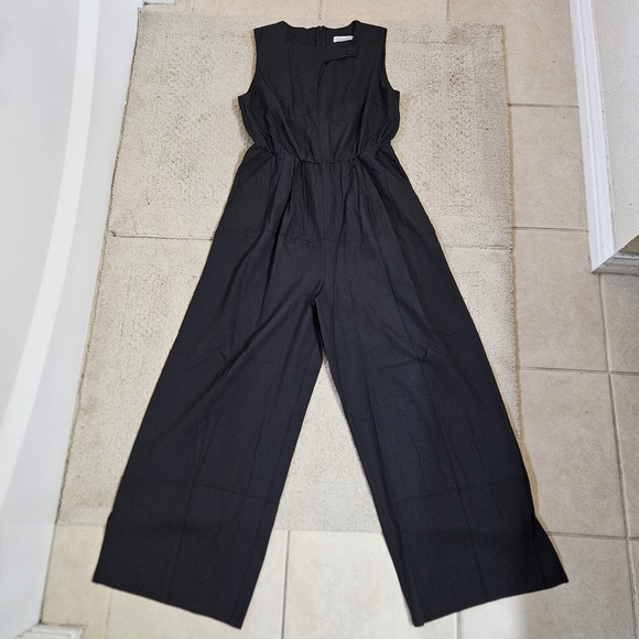Gardenwed Black Sleeveless Wide-Leg Jumpsuit with Pockets Size Medium - Picture 3 of 10